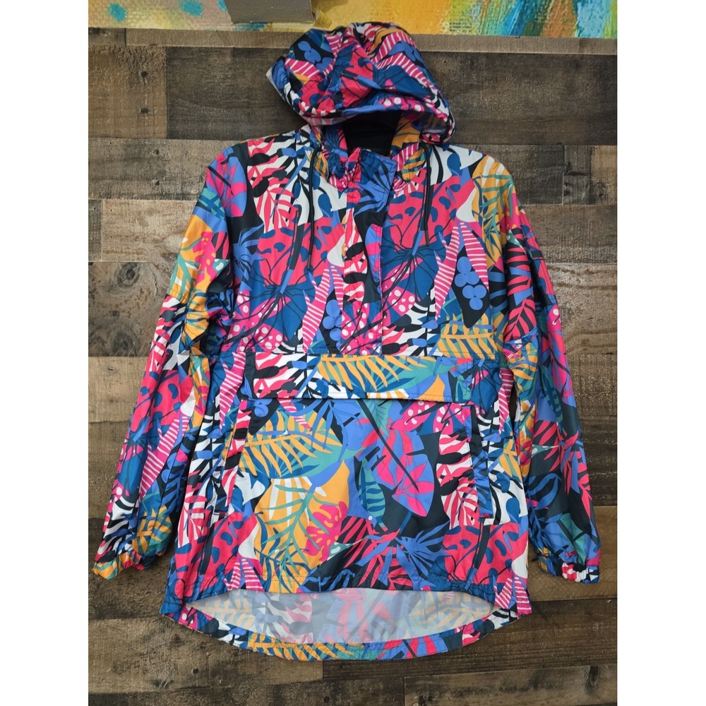 Lauren James Womens  Anorak Jacket Bright Multicolor Water Resistant Size Small